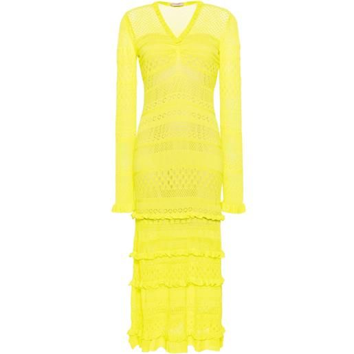 TWINSET abito lungo traforato - giallo