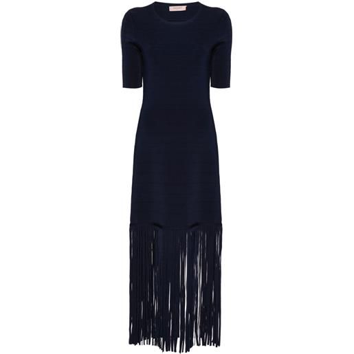TWINSET abito con dettaglio a frange - blu