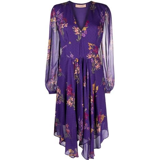 TWINSET abito midi a fiori - viola
