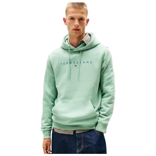 Tommy Jeans uomo felpa linear logo con cappuccio, rosso (red wine multi), s