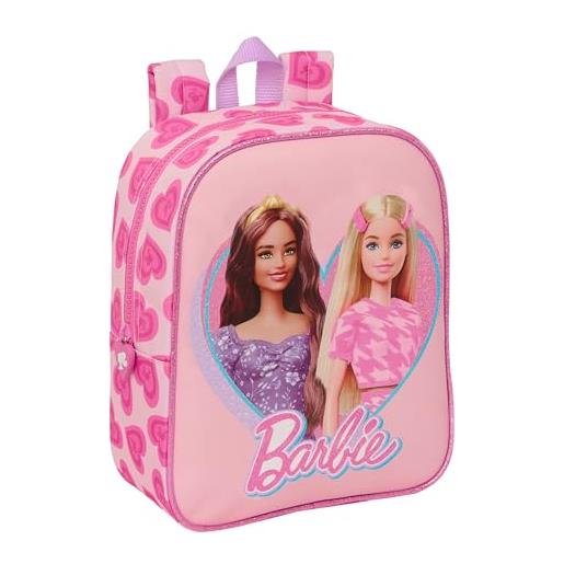 Safta barbie love - zaino per bambini, zaino per bambini, zaino per scuola, adattabile al carrello, ideale per asilo, comodo e versatile, qualità e resistenza, 22 x 10 x 27 cm, colore rosa