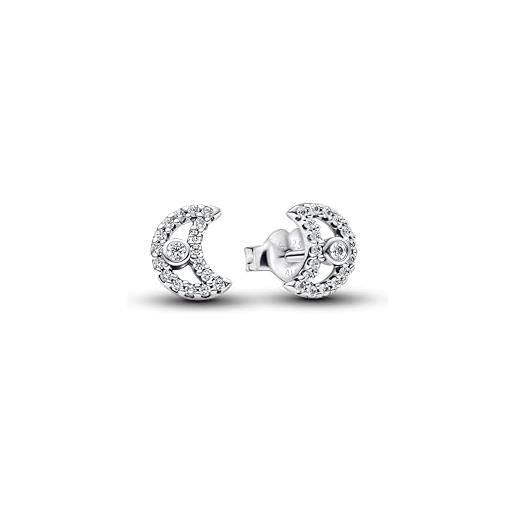 Pandora timeless 294257c01 - orecchini a lobo a forma di luna scintillante in argento sterling con zirconi