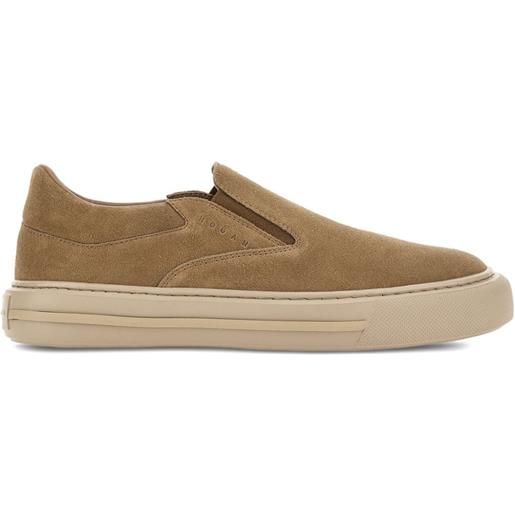 Hogan sneakers slip-on in pelle scamosciata - marrone