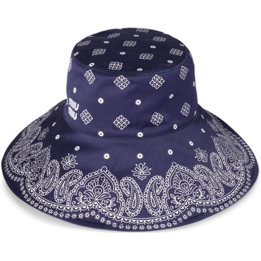 Miu Miu cappello con stampa bandana - blu