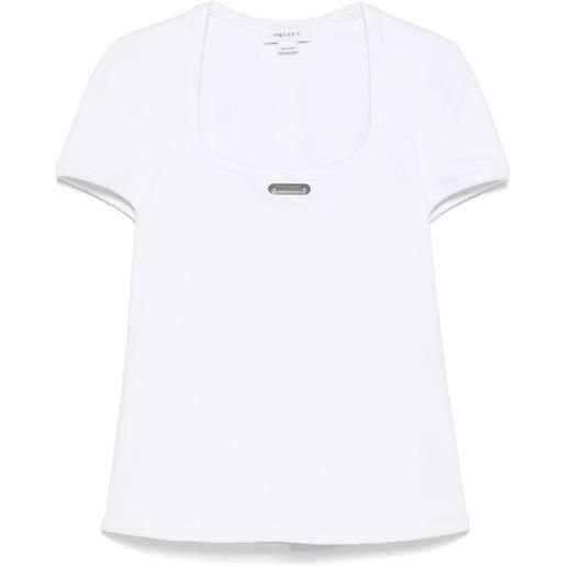 Alexander McQueen t-shirt con placca logo - bianco