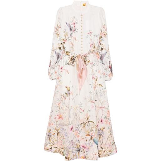 ZIMMERMANN abito midi rebellion a fiori - toni neutri