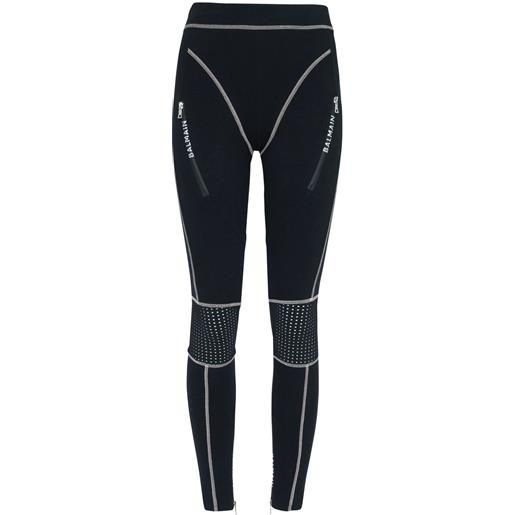 Balmain leggings con cuciture a contrasto - nero