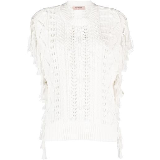 TWINSET top con frange - bianco
