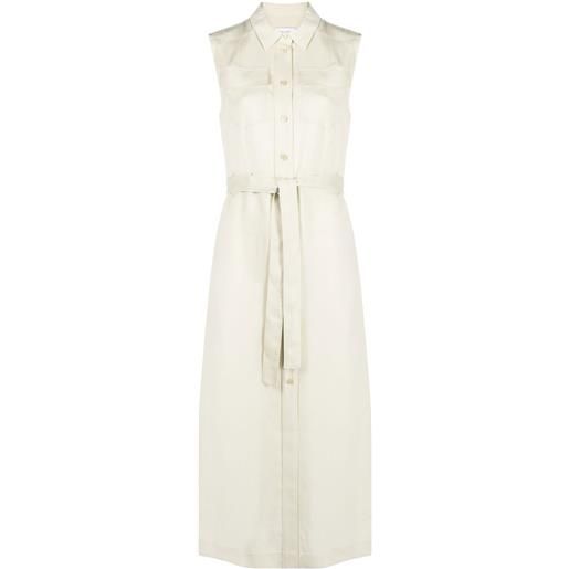 Calvin Klein chemisier smanicato con cintura - verde