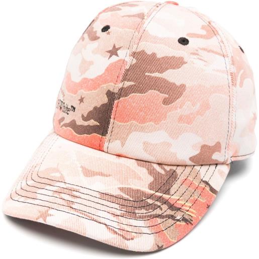 Off-White cappello da baseball camouflage in drill - arancione