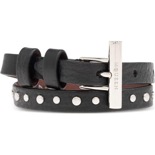 Alexander McQueen bracciale in pelle - argento