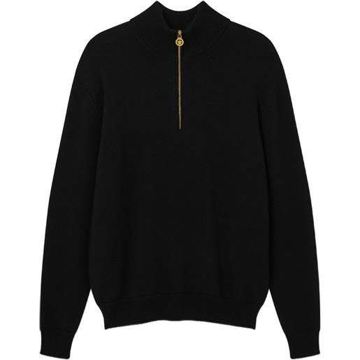 Versace maglione con mezza zip - nero