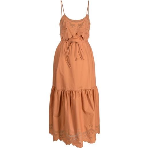 TWINSET abito con gonna a balze - marrone