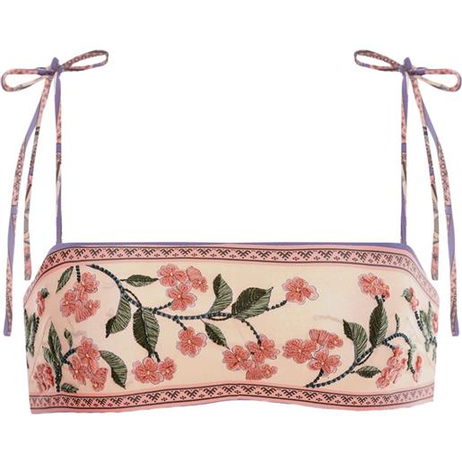 Agua By Agua Bendita top bikini primavera a fiori - toni neutri