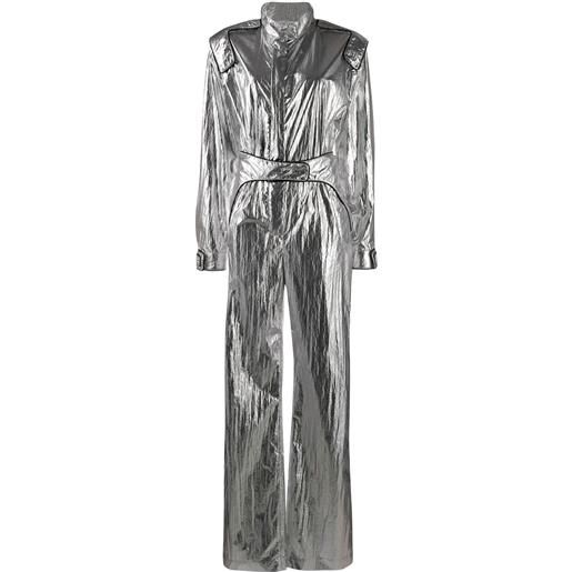 Off-White tuta intera racing metallizzata - argento