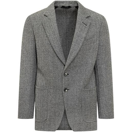 TOM FORD blazer monopetto con motivo chevron - nero