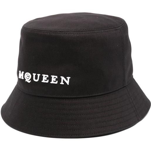 Alexander McQueen cappello bucket con ricamo - nero