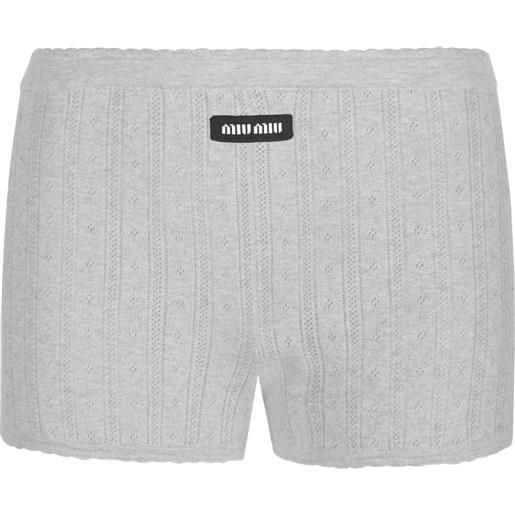 Miu Miu shorts corti a coste - grigio