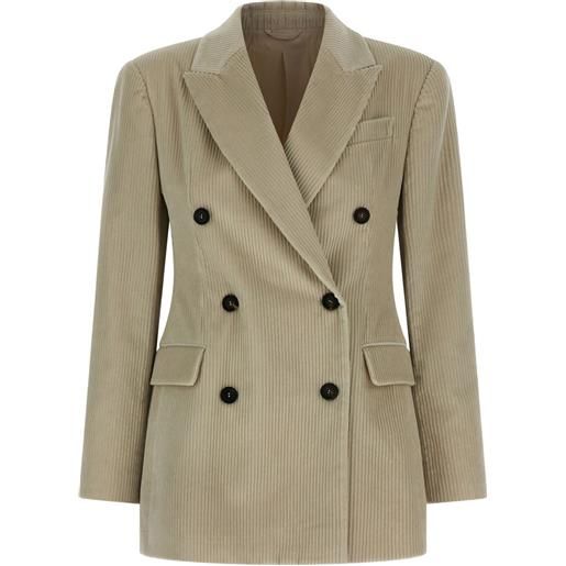 Brunello Cucinelli giacca doppiopetto a coste - toni neutri