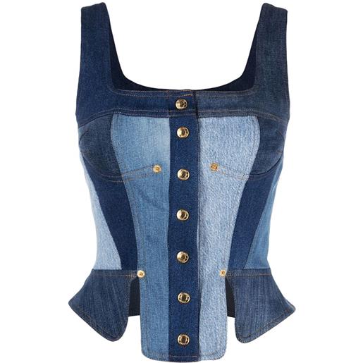 Marine Serre bustino denim regenerated - blu