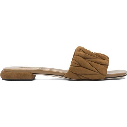 Miu Miu sandali in pelle scamosciata matelassé - marrone