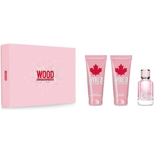 Dsquared2 cofanetto wood femme eau de toilette 50ml + shower gel 50 ml + body lotion 50 ml