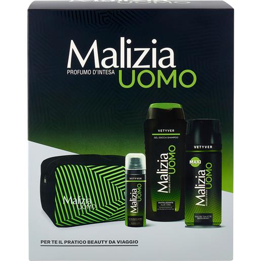 Malizia cofanetto vetyver schiuma da barba 50 ml + gel doccia shampoo 250 ml + edt deodorant maxi 175 ml