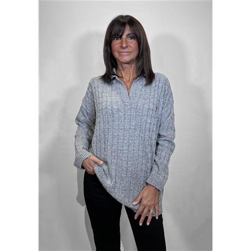 Vicolo polo maglia donna calda morbida lana trecce invernale art. 77307f