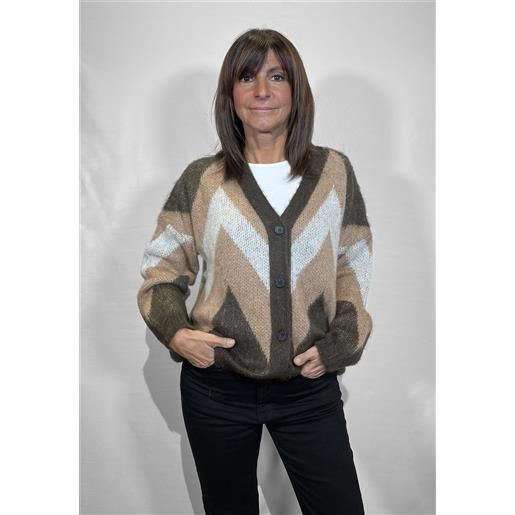 Vicolo cardigan donna morbido mohair fantasia zig zag invernale art. 55116f