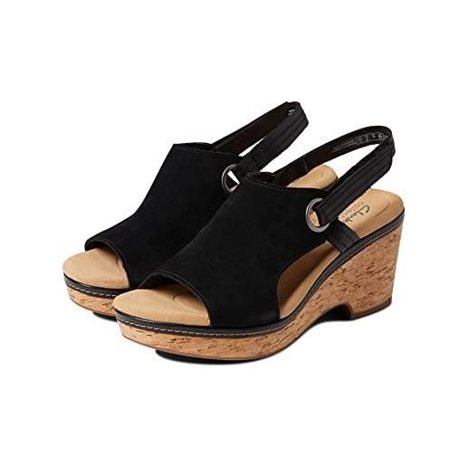 Clarks conptemporary zeppa sandalo donna, nero sde, 9.5