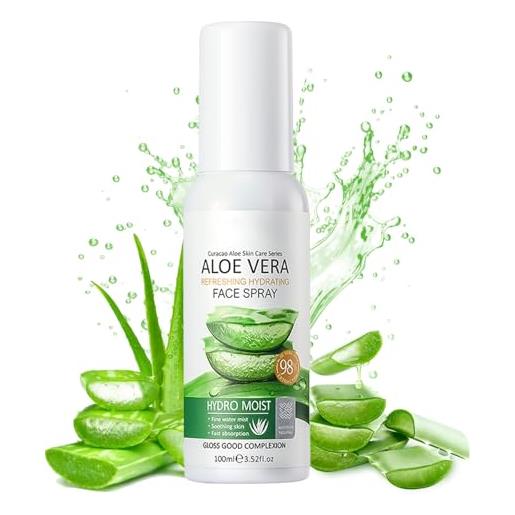 MagiSel aloe vera spray, spray doposole, lenitivo e idratante per viso, 100ml, con azione lenitiva, rinfrescante, idratante e nutriente, per secche, scottature, acne, adatto a tutti i tipi di pelle