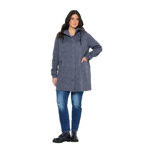 Ulla Popken gs1 data protected company 4069787000005 strickfleece-jacke, kapuze, 2-wege-zipper blazer, blu marino, 52-54 donna