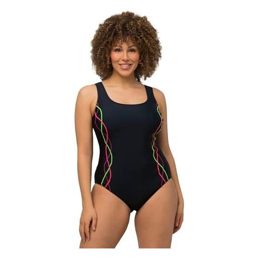 Ulla Popken badeanzug, pipings, unterbrustband, vorderfutter costume intero, kiwi, 62 donna