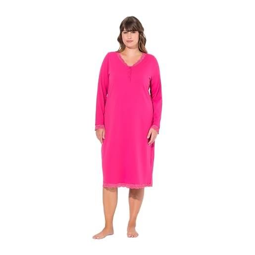 Ulla Popken camicia da notte con scollo a v, maniche lunghe, colore: rosa. , 56