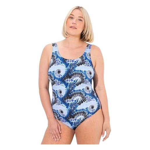 Ulla Popken badeanzug, batikmuster, ohne softcups costume intero, blu cobalto, 54-56 donna