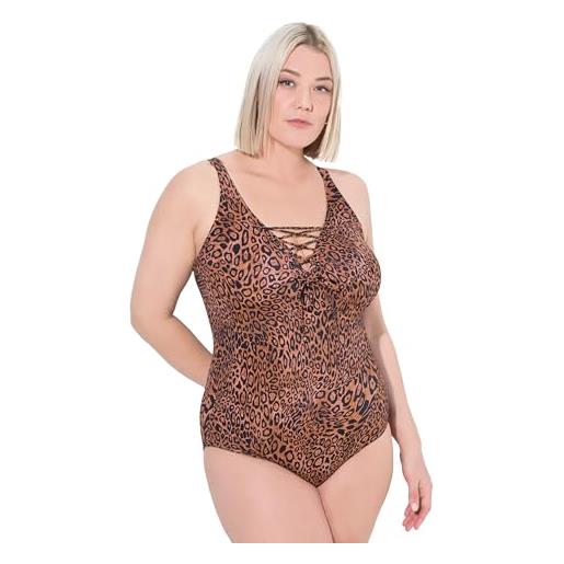 Ulla Popken badeanzug petra, schnürung, leo costume intero, caramello scuro, 54 donna