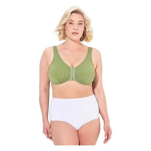 Ulla Popken reggiseno da donna, chiusura frontale, c/d, e/f cup, verde muschio, 110d