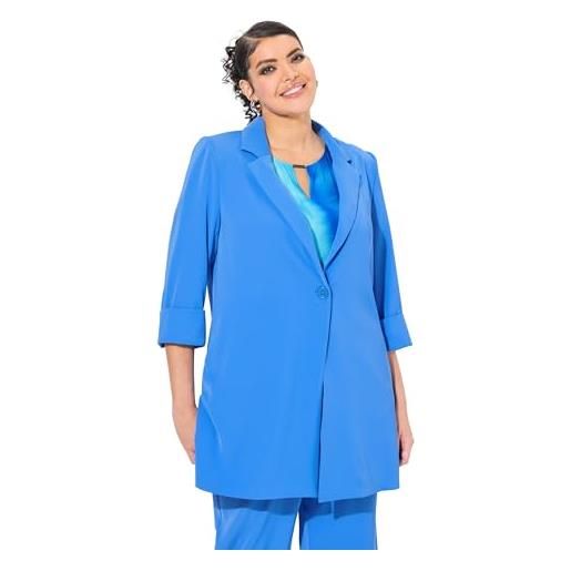 Ulla Popken blazer, reverskragen, knopfverschluss, 3/4-arm, blu pavone, 60-62 donna