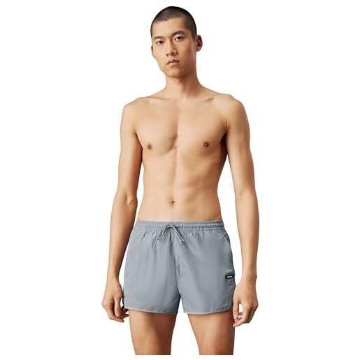 Calvin Klein uomo pantaloncino da bagno runner asciugatura rapida, grigio (quarry), s