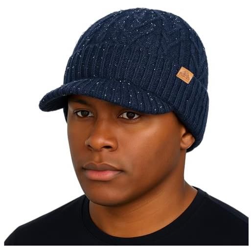 TOP-EX dry. Knit berretto invernale in lana merino impermeabile, taglia l/xl/xxl, con visiera a tesa, marina militare (porto), xl/xxl