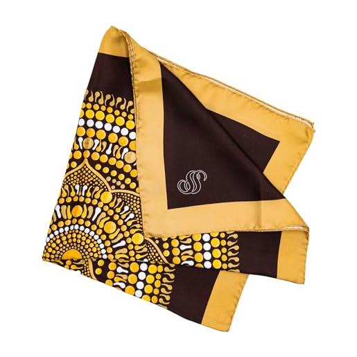 Seta Sole - foulard in 100% seta made in italy 70x70 cm - mandala disegnato a mano - sciarpa quadrata elegante donna, accessorio moda artigianale lago di como (beige, 90x90 cm)