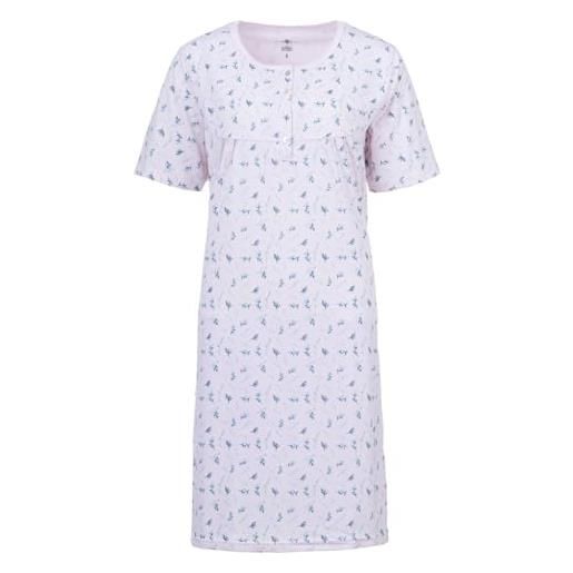 Zeitlos camicia da notte donna manica corta a fiori scollo v, farbe: rosa, größe-damen: 4xl