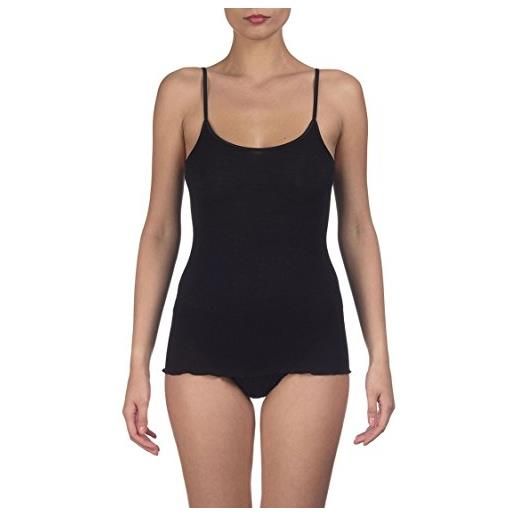 Oscalito canotta intimo spalla stretta costina linea lana seta (3, nero)