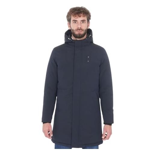 Ciabalù parka uomo invernale lungo con cappuccio, giaccone imbottito giubbotto slim fit con tasche laterali e interne