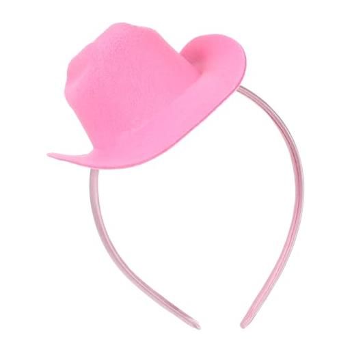 PLAFOPE mini fascia cappello cowboy da donna rosa per festa costume carnevale elastico morbido poliestere per compleanni mascherate e spettacoli