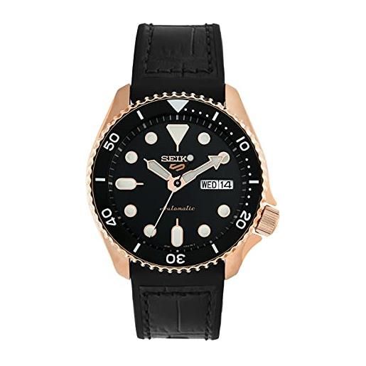 Seiko 5 sports specialist orologio analogico automatico uomo con cinturino in pelle srpd76k1, nero, 6k1