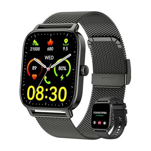 zhizhi smartwatch uomo donna orologio fitness: 1,85 orologio smartwatch chiamate bluetooth impermeabile 112+ modalità sportive monitoraggio di salute smart watch per android ios compatibile iphone samsung