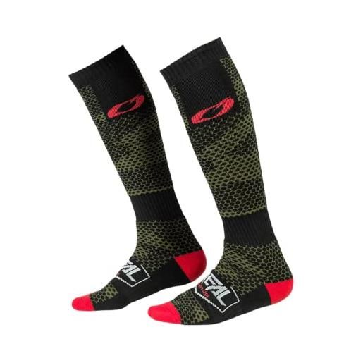 O'NEAL | calzini motocross mountainbike | mtb downhill freeride | assorbimento del sudore, zona tallone e suola rinforzata | pro mx sock covert | unisex | adulto | nero verde | taglia unica