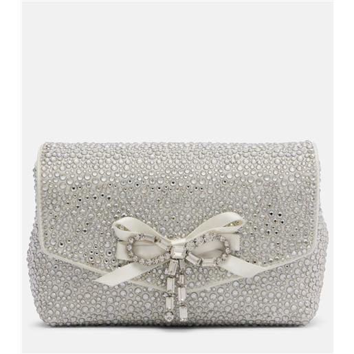 Jimmy Choo clutch soft bow mini in raso con cristalli
