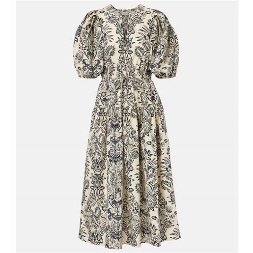 Ulla Johnson abito midi harriet in popeline di cotone con stampa